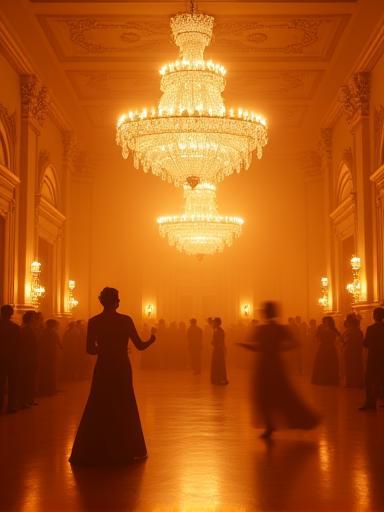 Ballroom illuminated by crystal lighting